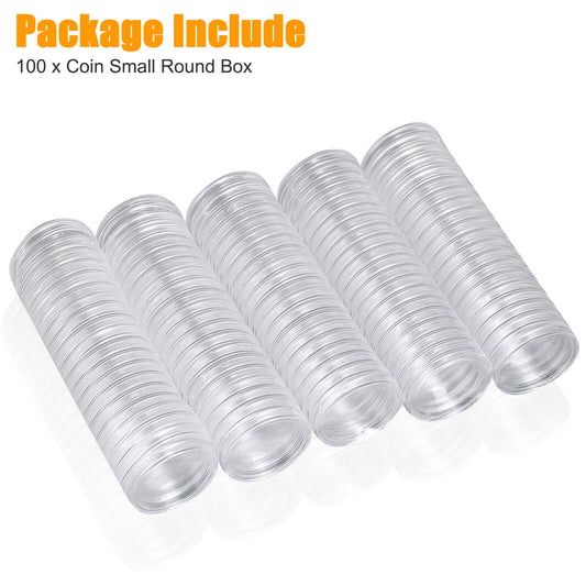 100 Pcs Clear Round Capsules Coin Box Storage Holder 21mm for US Nickle 5 Cents