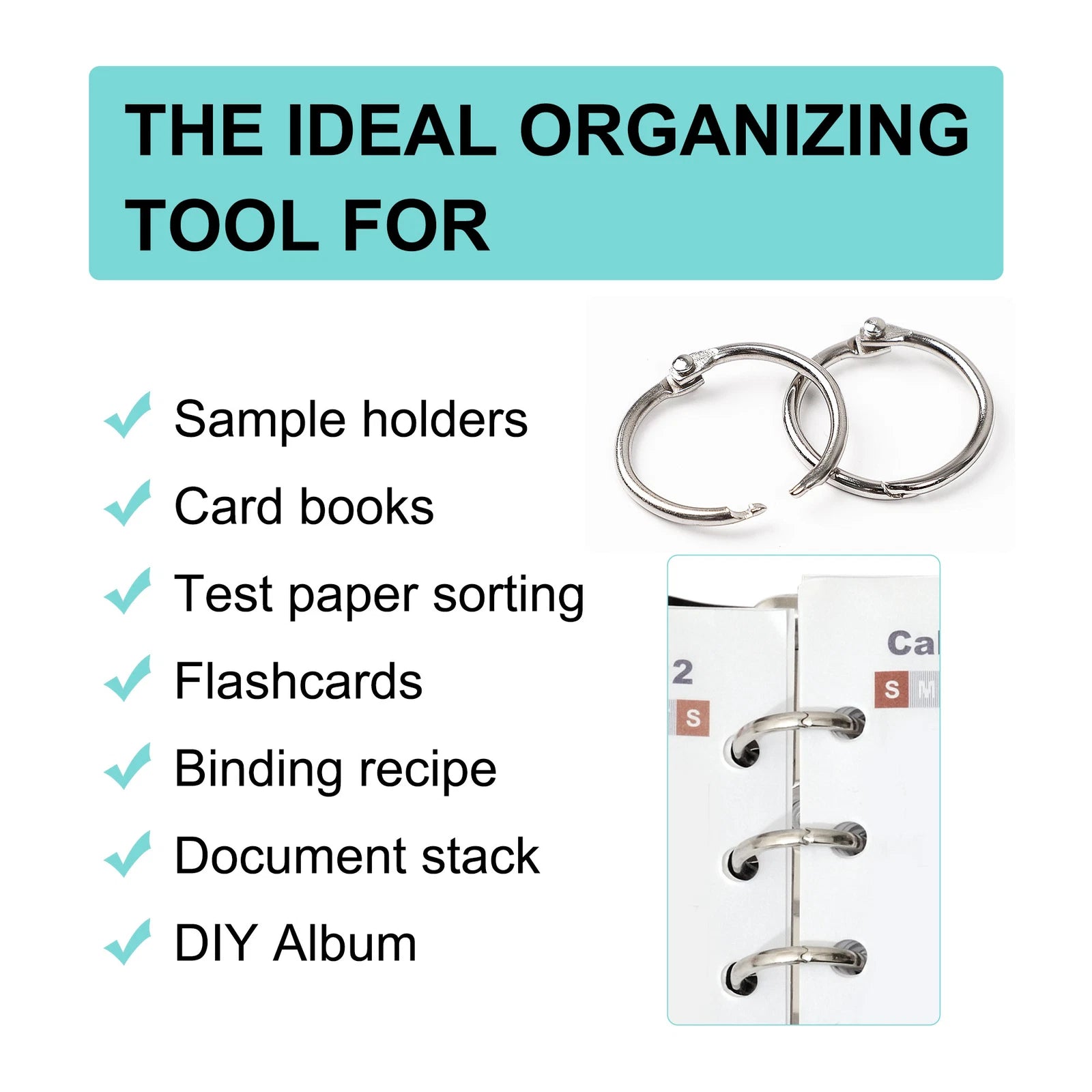 1" Loose Leaf Binder Rings Metal 20 pcs Office Book Rings Hinge Locking Rings 07FC0E-D4 - KOEEK
