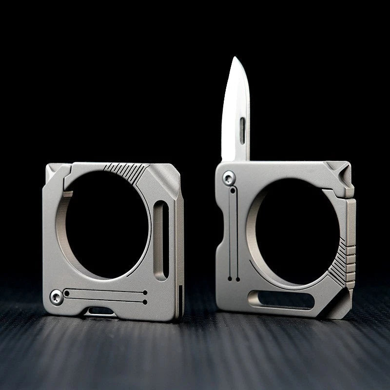 Titanium Alloy Keychain Carabiner Cutter Knife EDC Outdoor Travel Camping Tool 07FC0E-D4 - KOEEK