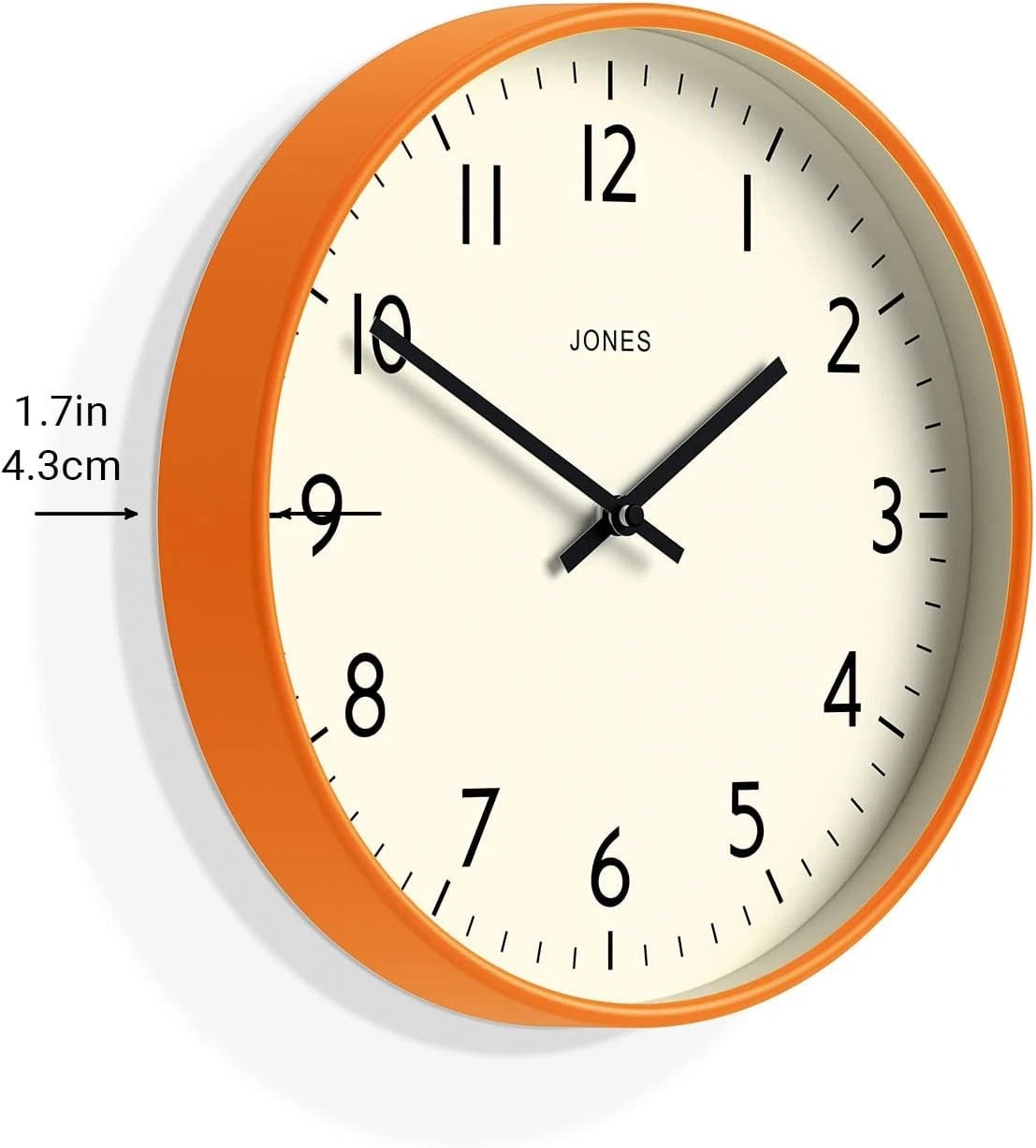 Studio Clock | Modern Round Wall Clock | 12 inch | Orange | Easy to Read Numbers 07FC0E-D4 - KOEEK