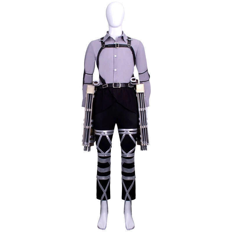 Attack on Titan Levi·Ackerman Cloak Shirt Pants Belt Anime Armor Cosplay Costume 07FC0E-D4 - KOEEK
