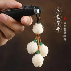 Bodhi Root Magnolia Flower Keychain Chinese Style Car Keychain Couples Pendant 07FC0E-D4 - KOEEK