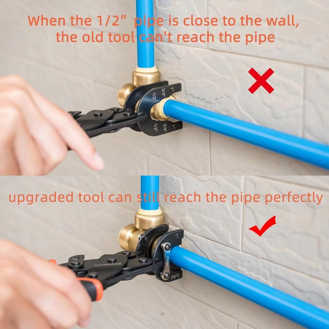new Push to Connect Removal Tool Disconnect 1/2”, 3/4”, 1”, Orange and Black 07FC0E-D4 - KOEEK