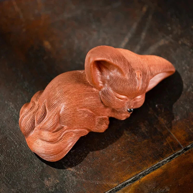 Yixing Purple Clay Sculpture Tea Pet  Fox  Animal Tea Figurine Home Tea Set 07FC0E-D4 - KOEEK
