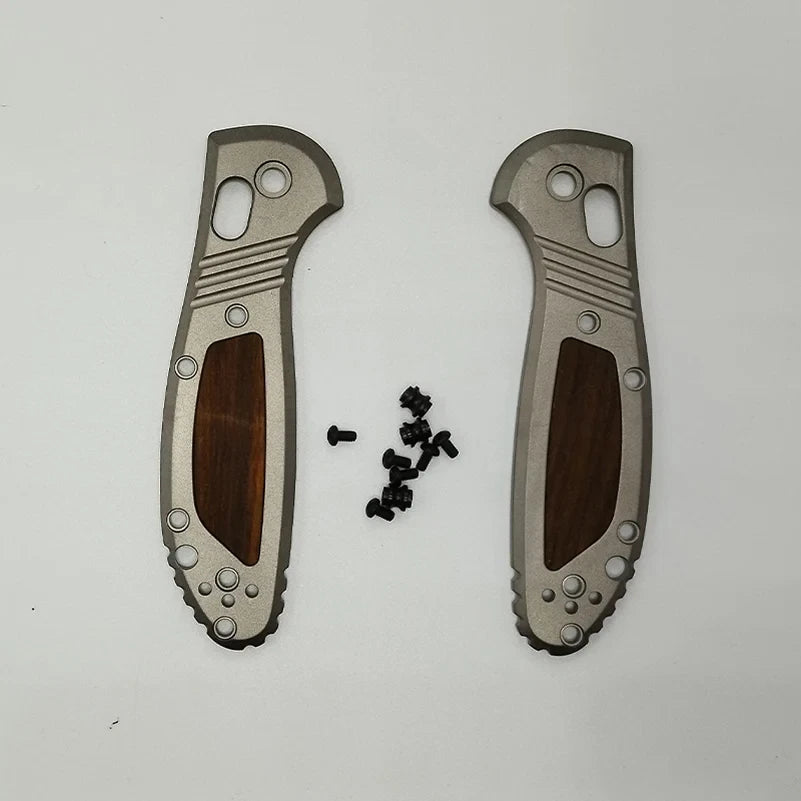 Titanium +Natural Wood Handle Scales for Benchmade Griptilian 555-556 Knives 07FC0E-D4 - KOEEK