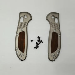 Titanium +Natural Wood Handle Scales for Benchmade Griptilian 555-556 Knives 07FC0E-D4 - KOEEK