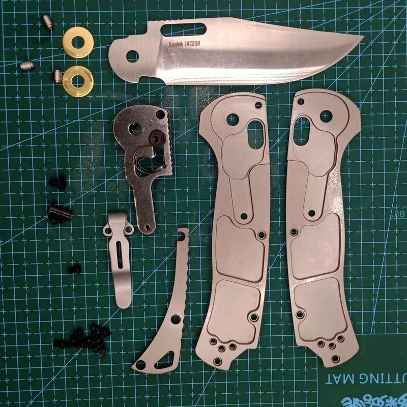 1 Set Titanium Scales +14C28N Stainless Steel Blade for Benchmade 15535 Knives 07FC0E-D4 - KOEEK
