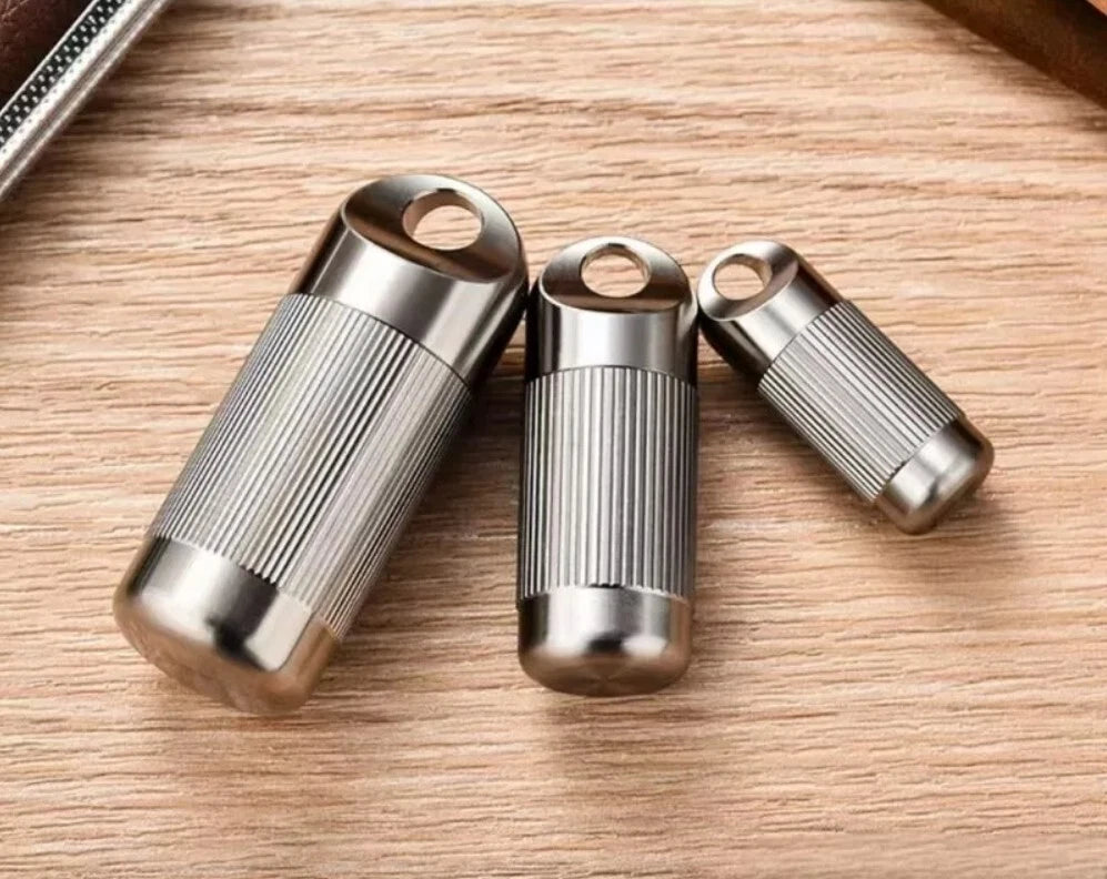 Titanium Waterproof Pill Holder Case Organizer Container Portable Keychain EDC 07FC0E-D4 - KOEEK