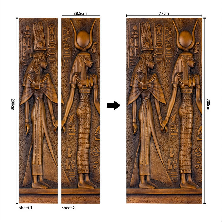 3D Wall Art Ancient Egyptian Door Sticker Self-adhesive Wrap Mural PVC Decal 07FC0E-D4 - KOEEK