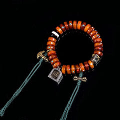 12*4mmNatural Tassel Unisex Tibetan Style Ethnic Bracelet Bead Cord Single Loop 07FC0E-D4 - KOEEK