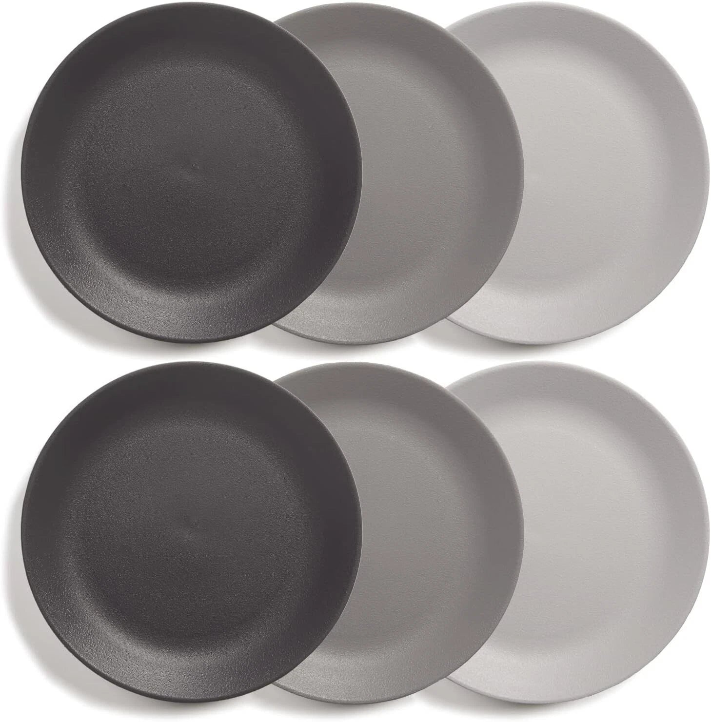 Ultra-Durable Plastic 10 inch Dinner Plates in Grey Stone | Set of 6 Reusable 07FC0E-D4 - KOEEK