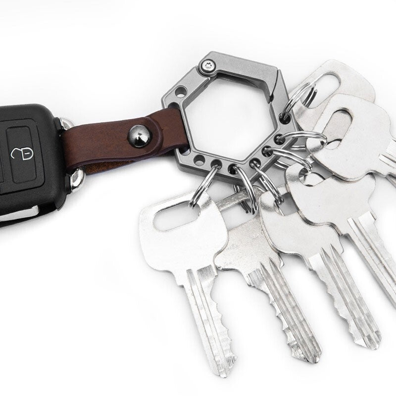 Titanium Alloy Key Chain Multi-Tools Carabiner Pendant EDC Outdoor Connectors 07FC0E-D4 - KOEEK