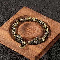 Copper Zodiac Dragon Bracelet Men Women Simple Hip Hop Jewelry Bead Chain 07FC0E-D4 - KOEEK