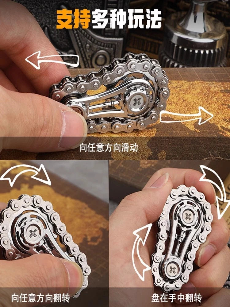 Chain Gear Stainless Steel Fidget Spinner Metal Hand Spinner EDC Fidget Toy Gift 07FC0E-D4 - KOEEK
