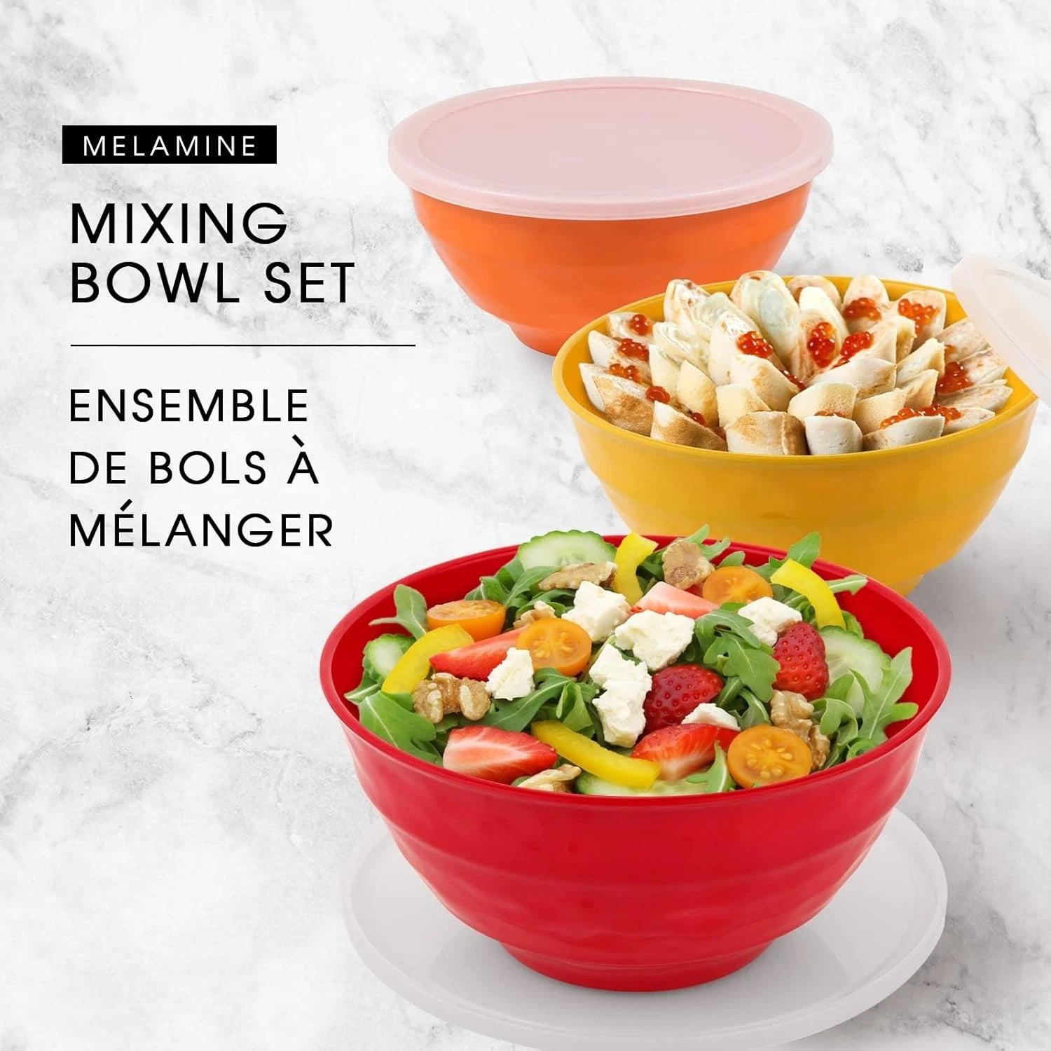 Mixing bowl set with lids,melamine nesting bowl set for pasta baking saladmixing 07FC0E-D4 - KOEEK