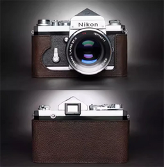 Nikon F Handmade  Retro Cover Leather Half Case Camera Big FInsert TP 07FC0E-D4 - KOEEK