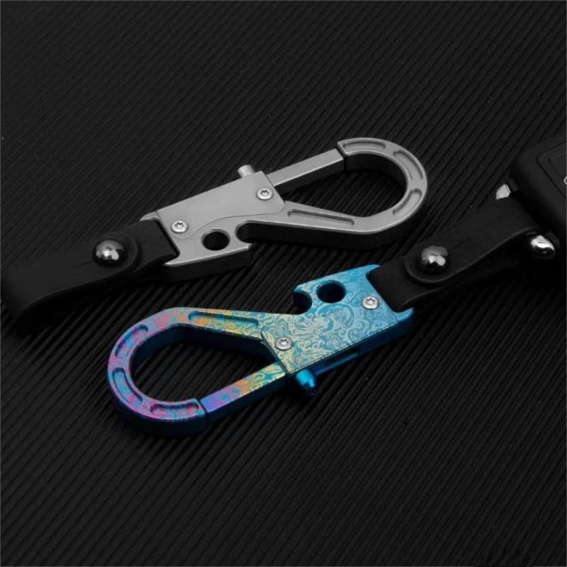 1PC Titanium Carabiner Keychain Clip EDC Car Key Chain Holder with Bottle Opener 07FC0E-D4 - KOEEK