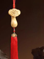 1Pc Peach Wood Wood Carving Ruyi Arts Crafts Ornament Decoration Pendant Tassels 07FC0E-D4 - KOEEK