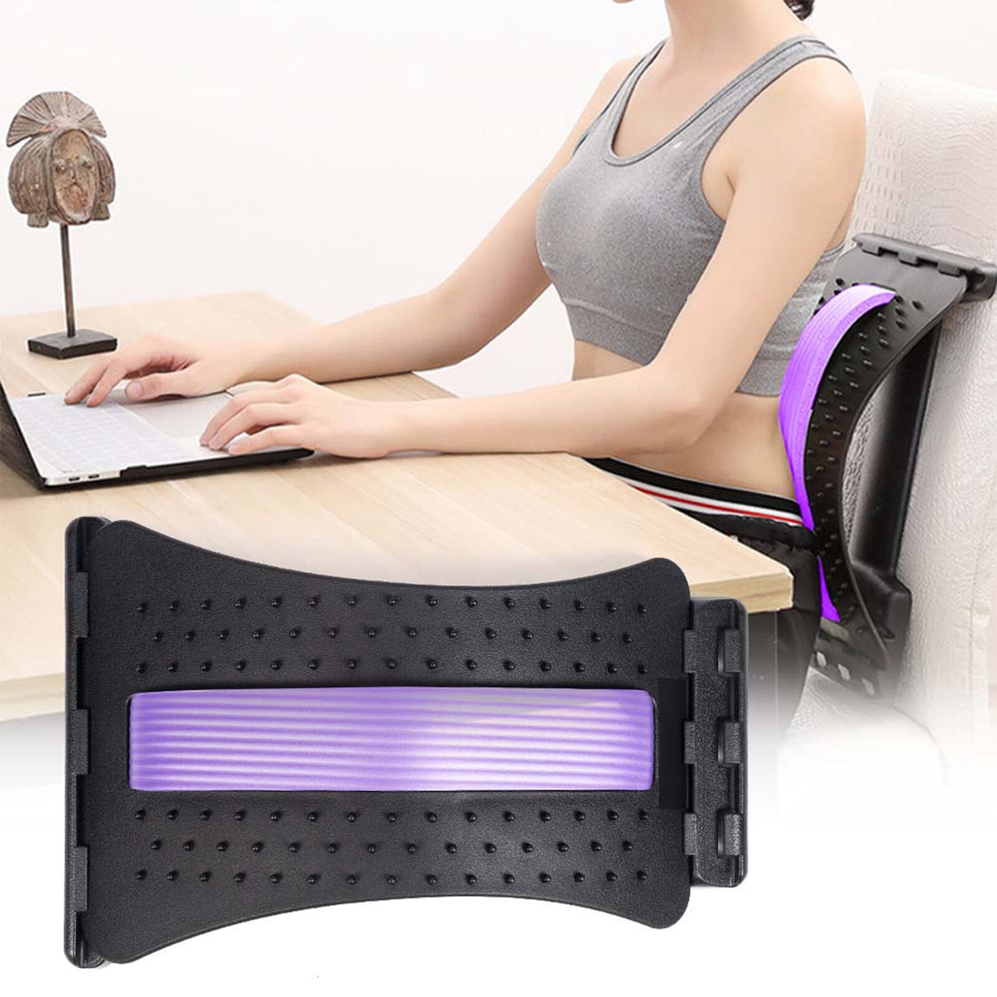 new Lumbar Massage Traction Pad Corrector Stretcher (Acupuncture Black+Purple) HGF koeek - KOEEK