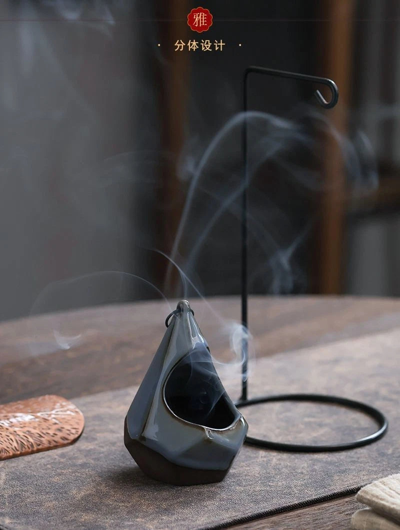 Hanging Ceramic Incense Burner Indoor Home Decor Zen Iron Art Aromatherapy 07FC0E-D4 - KOEEK