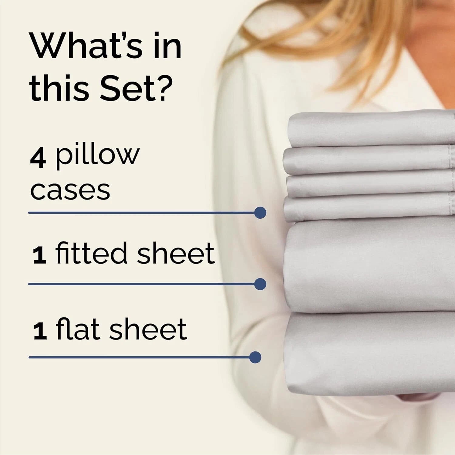 Queen 6 Piece Sheet Set -Breathable, soft and wrinkle resistant -French Gray 07FC0E-D4 - KOEEK