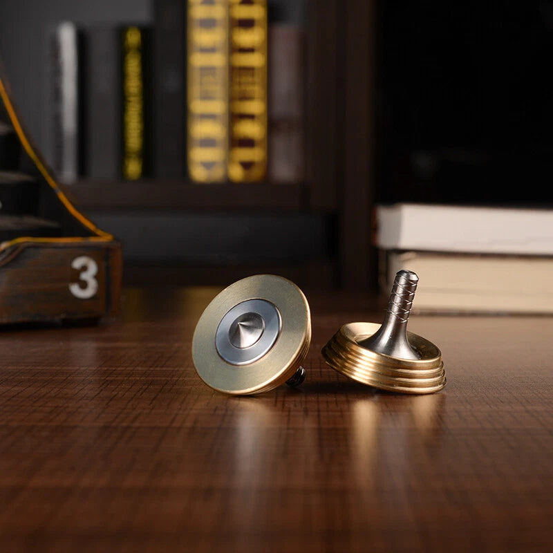 Spinning Top Finger Spinner CNC Stainless Steel Brass Fidget Toy EDC Gift 07FC0E-D4 - KOEEK