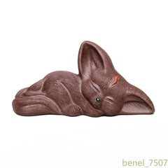 Yixing Purple Clay Sculpture Tea Pet  Fox  Animal Tea Figurine Home Tea Set 07FC0E-D4 - KOEEK