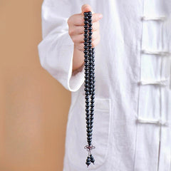 6mm Chinese Retro Ebony Prayer Beads Bracelet Handmade Hand String Decoration 07FC0E-D4 - KOEEK
