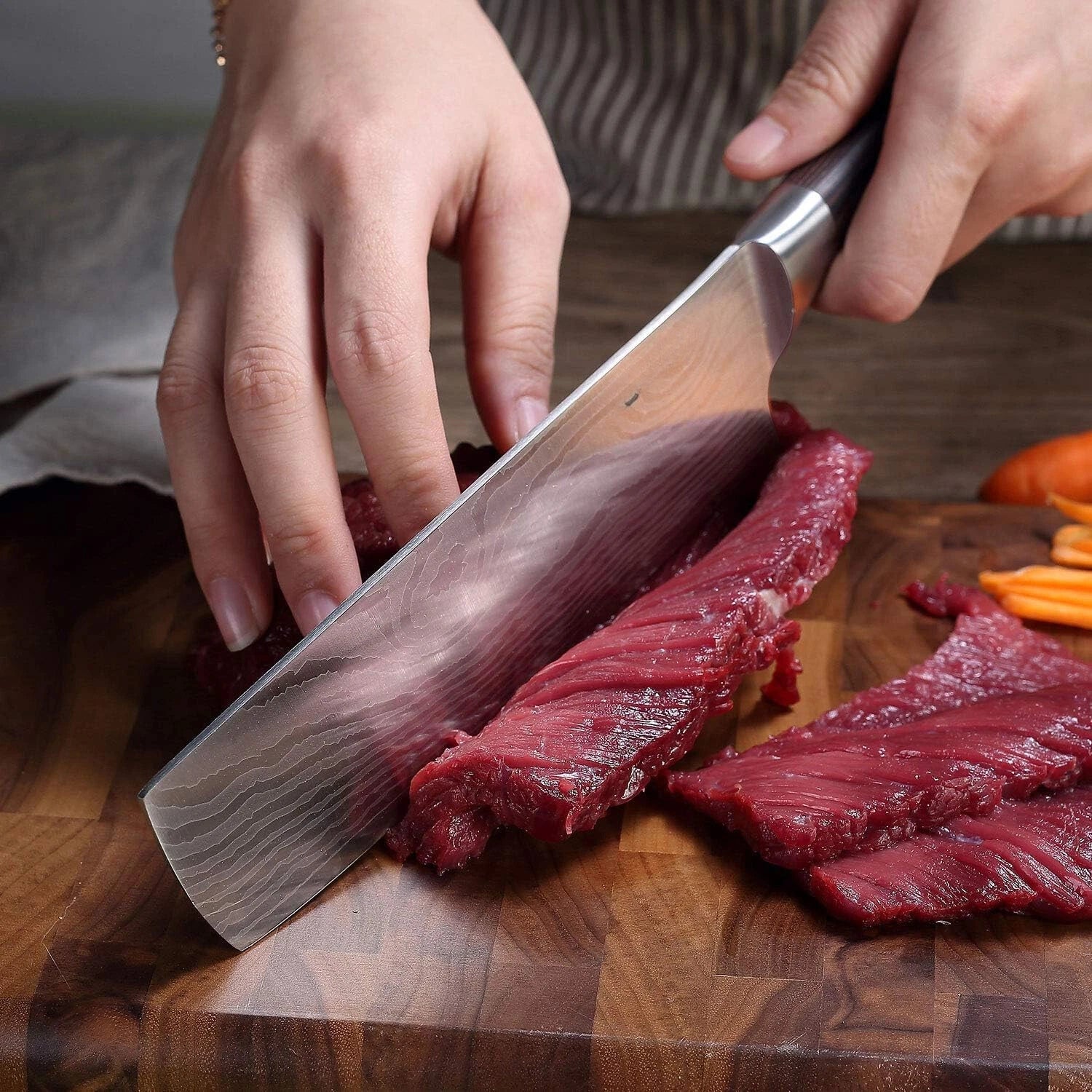 7” Sharp meat cleaver and vegetable kitchen knife, high carbon stainless steel 07FC0E-D4 - KOEEK
