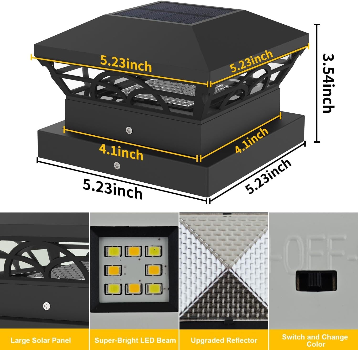 new T-SUN Solar Post Cap Light: 6 Pack Outdoor Lights Warm/Cold White-6