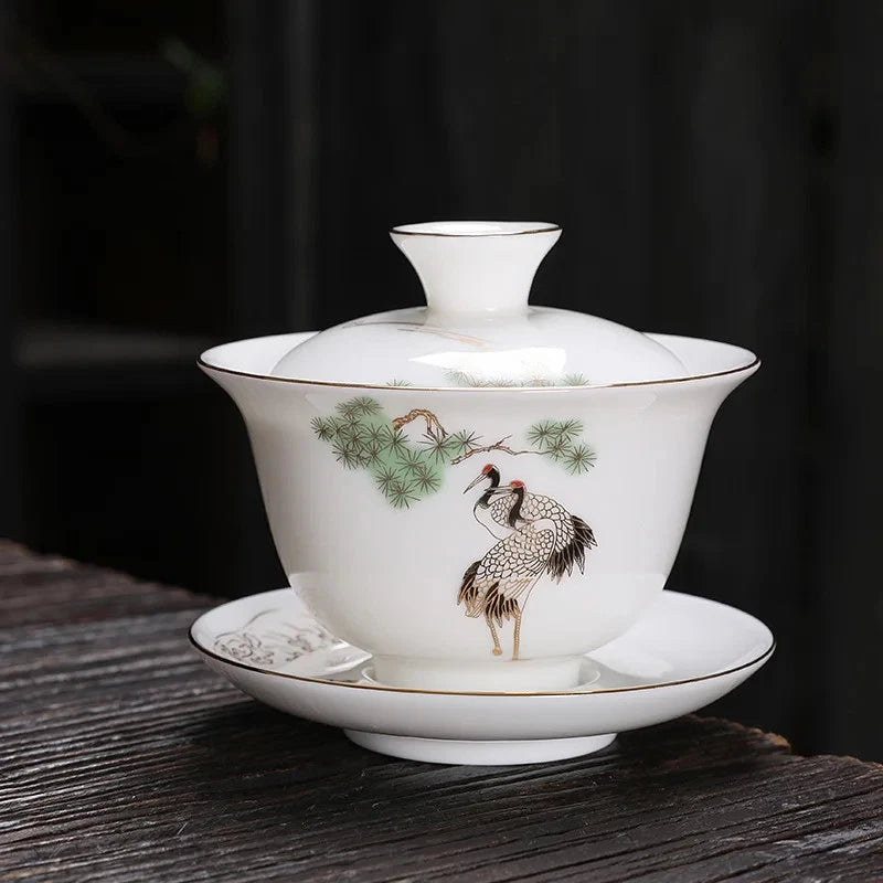 140ml Chinese Jingdezhen Ceramic Handpainted Gaiwan Tea Tureen Kungfu Teaware 07FC0E-D4 - KOEEK