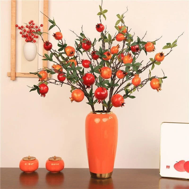Ceramic Large Vase, Orange 11.8 Inch Tall Floor Vase, Rustic Decorative Vase 07FC0E-D4 - KOEEK