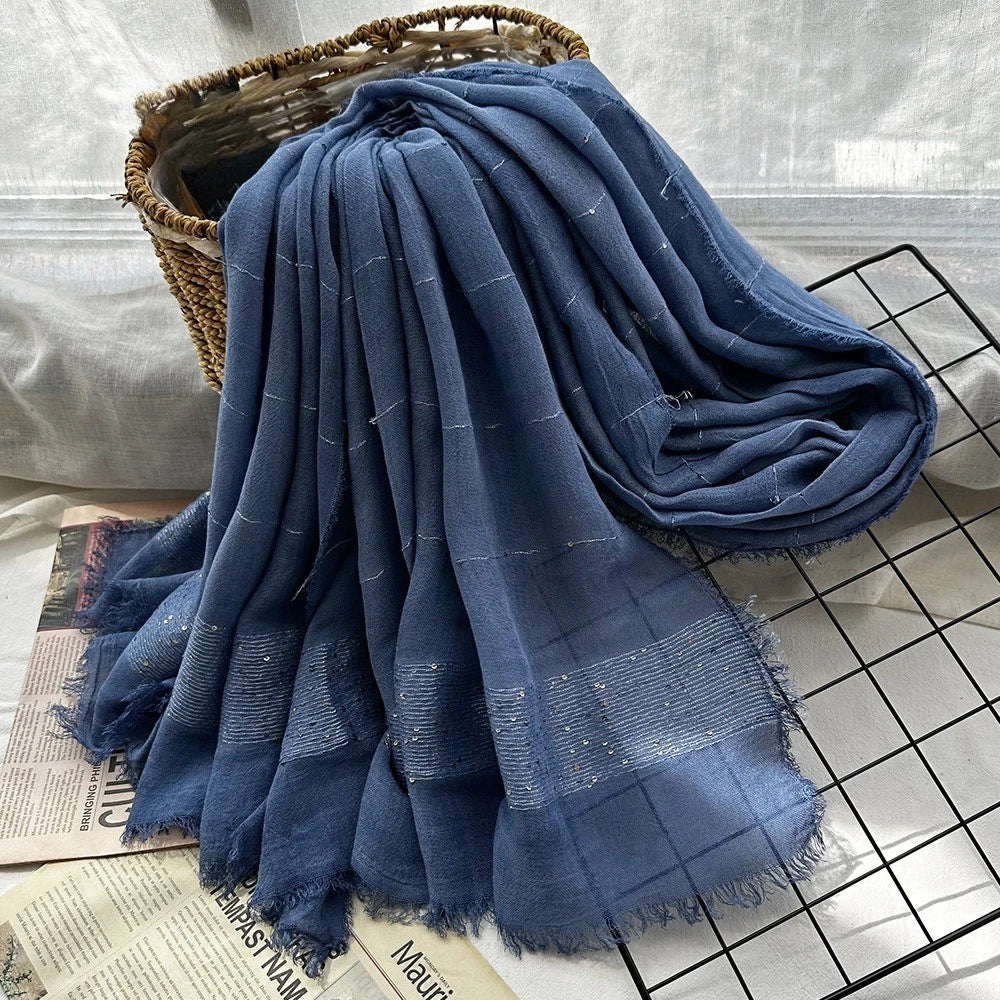 Crinkled Cotton Muslim Hijab Scarf Women Shawl Wrap Head Scarves Glitter Sequins 07FC0E-D4 - KOEEK