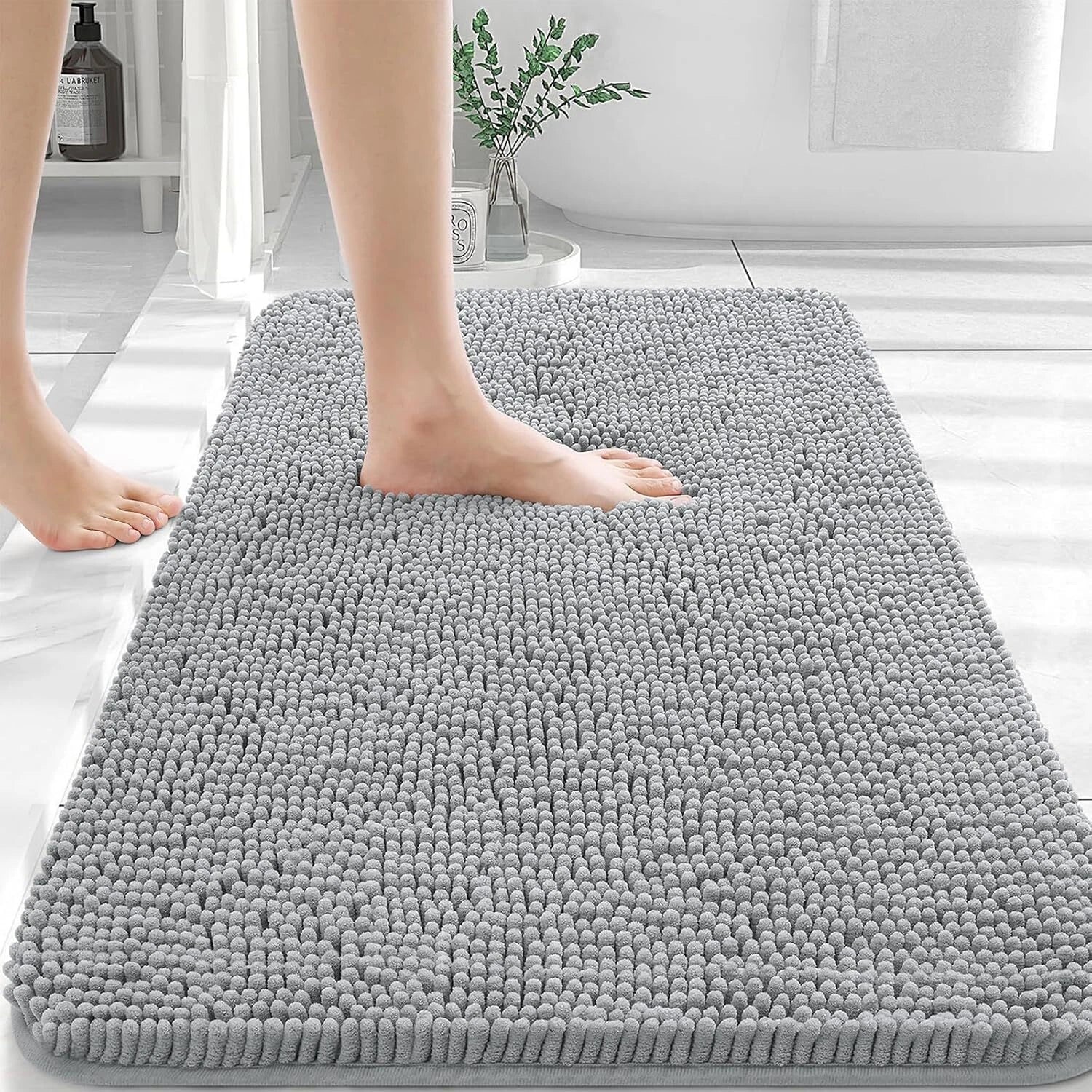 Bathroom Rugs 30x20, Extra Soft Absorbent Chenille Bath Rugs, Rubber Backing 07FC0E-D4 - KOEEK