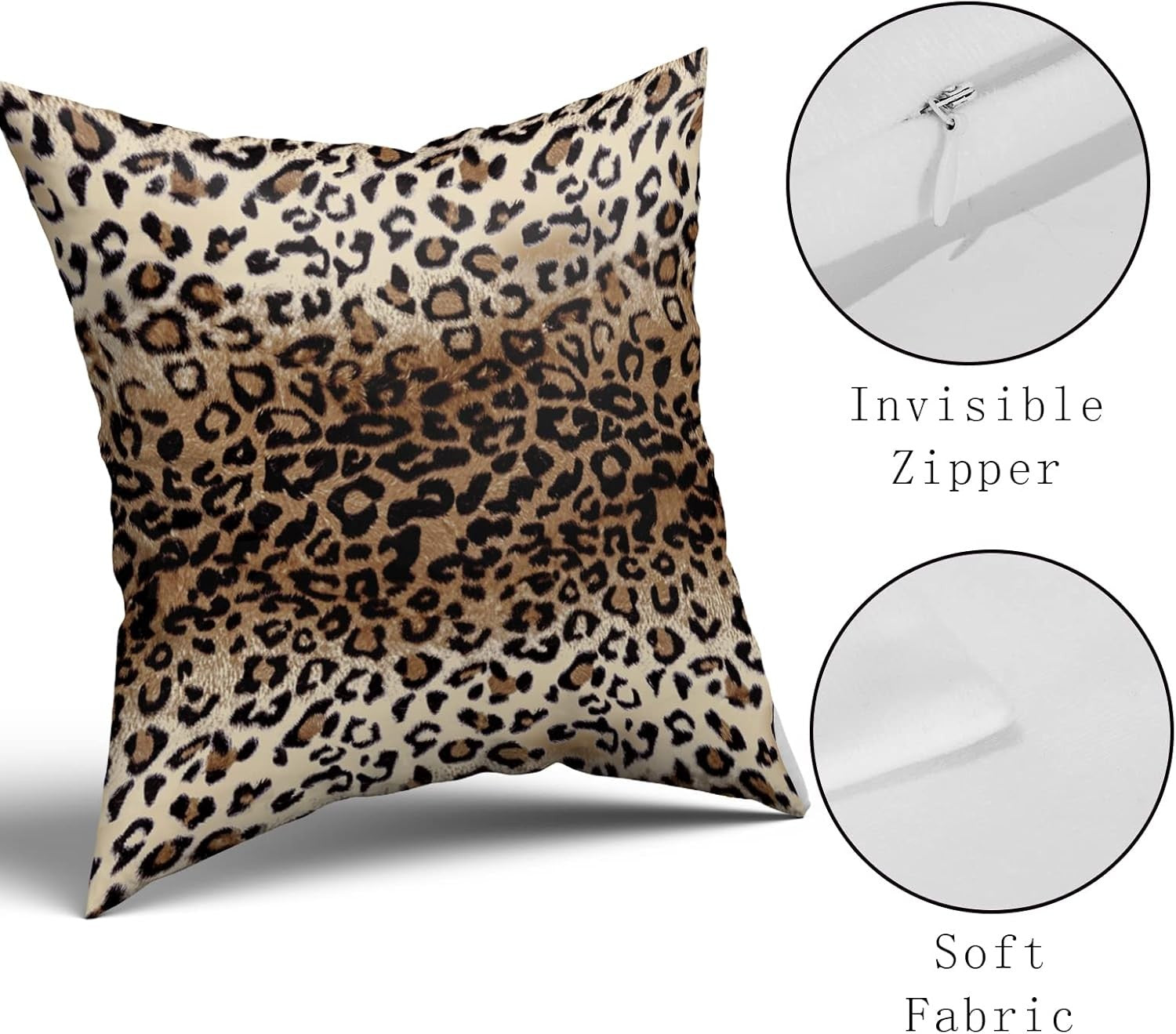 new Brown Leopard Pillow Cover 18x18 Inches 18" x (Pack of 2), 07FC0E-D4 - KOEEK