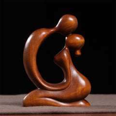Boxwood Wood Carved Couple Figurine 7cm Desktop Decor Craft Ornament Gift 07FC0E-D4 - KOEEK