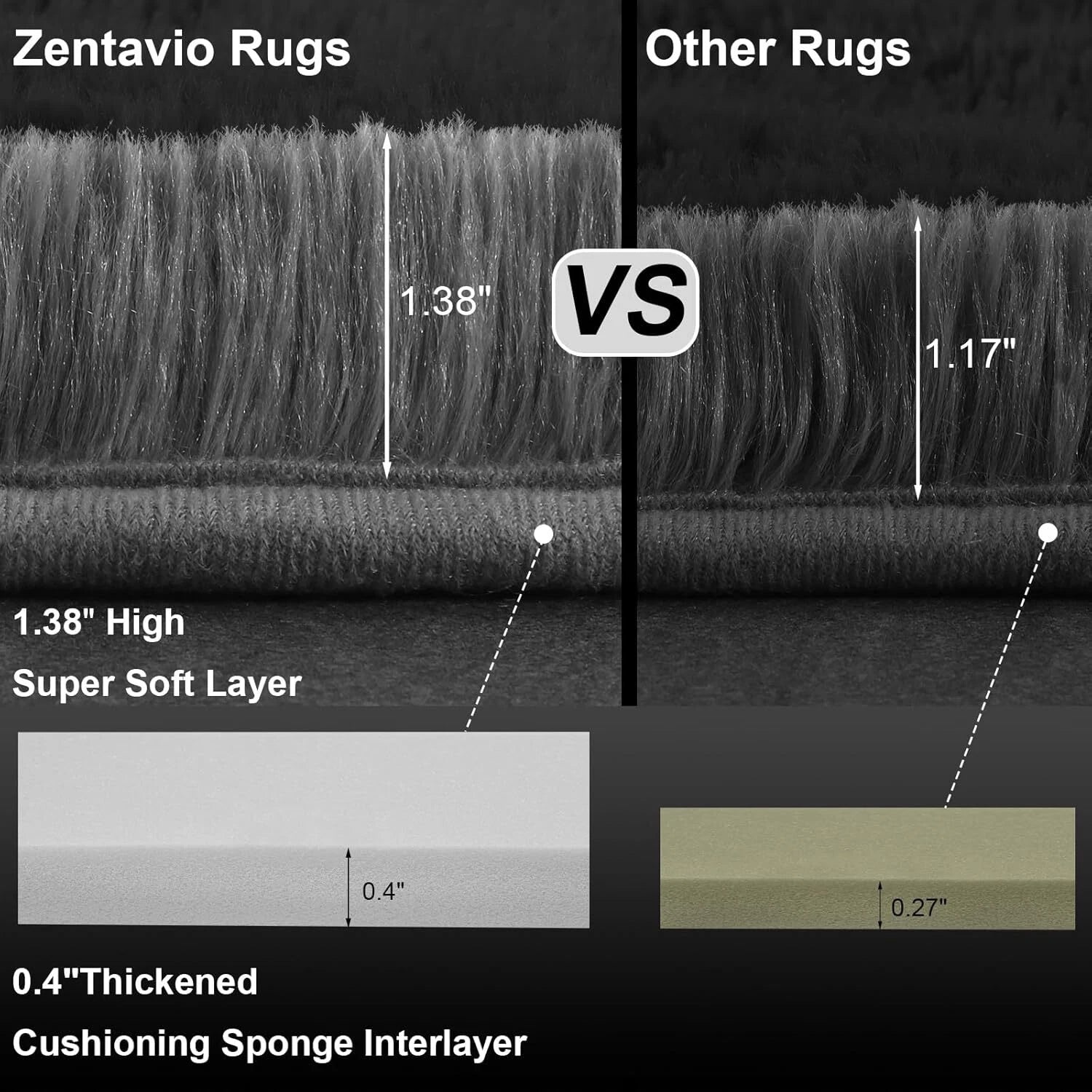 Area Rugs Living Room Grey Rugs for Bedroom 4x6 Carpet Fluffy Fuzzy Soft Shag 07FC0E-D4 - KOEEK