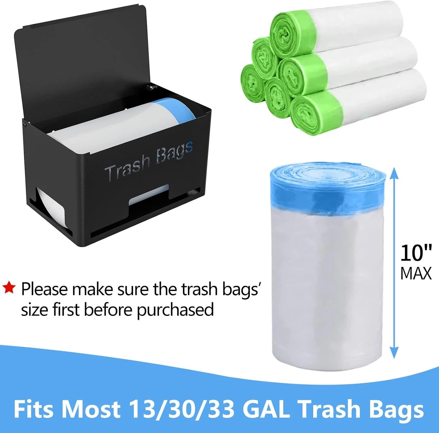 Large garbage bag holder dispenser, metal garbage bag dispenser reel holder 07FC0E-D4 - KOEEK