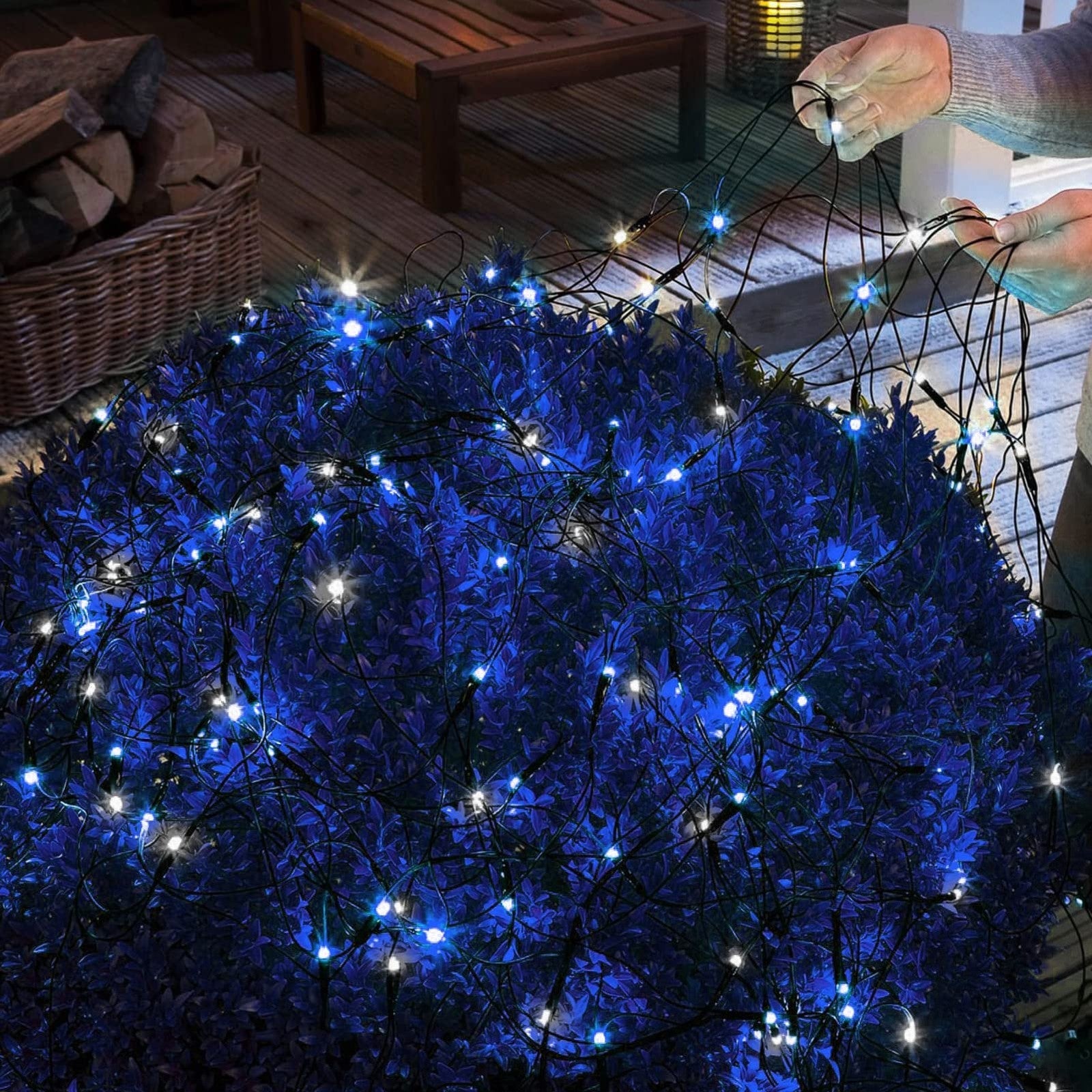 Outdoor Christmas Net Lights, 198 LED 9.8FT x 6.6FT Connectable Mesh Lights w... 07FC0E-D4 - KOEEK