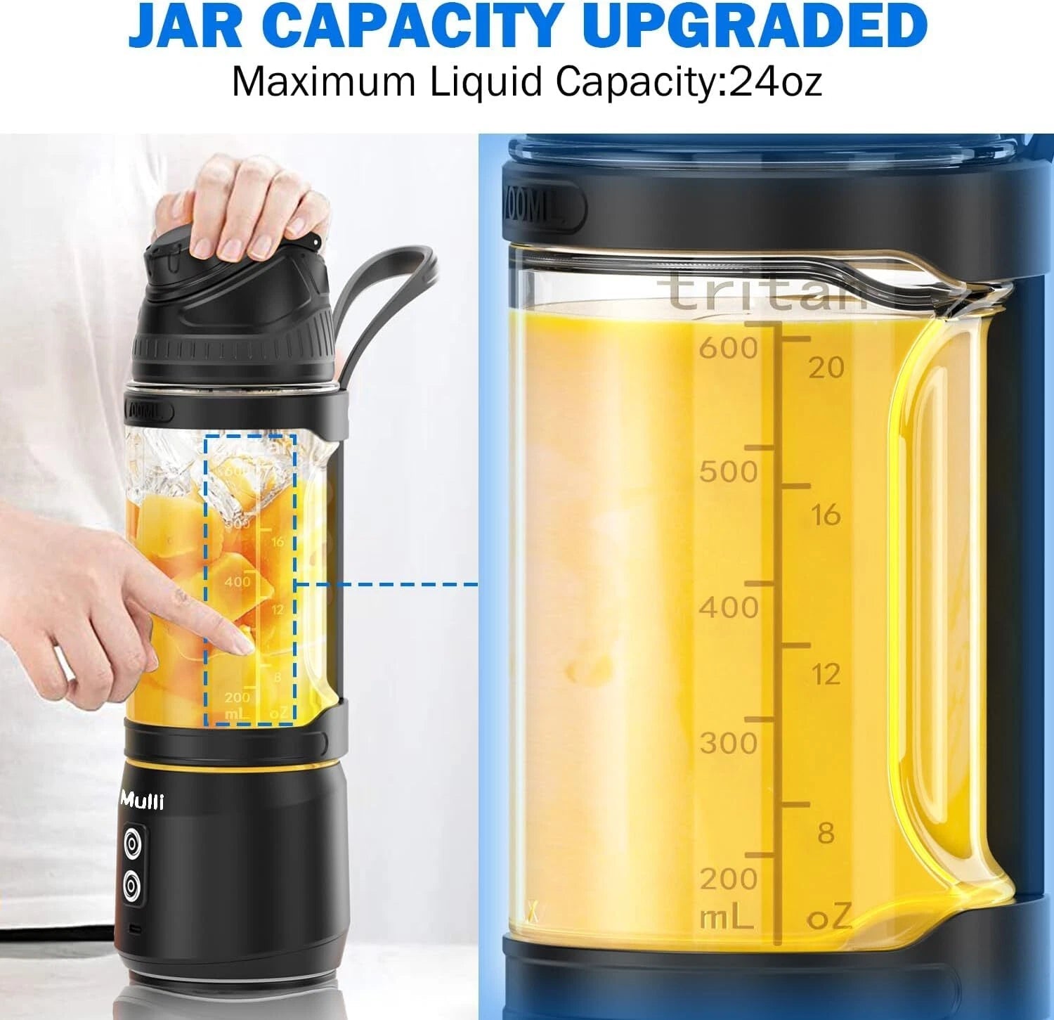 Portable Blender, 24 oz Travel Blender, USB Rechargeable Blender 07FC0E-D4 - KOEEK