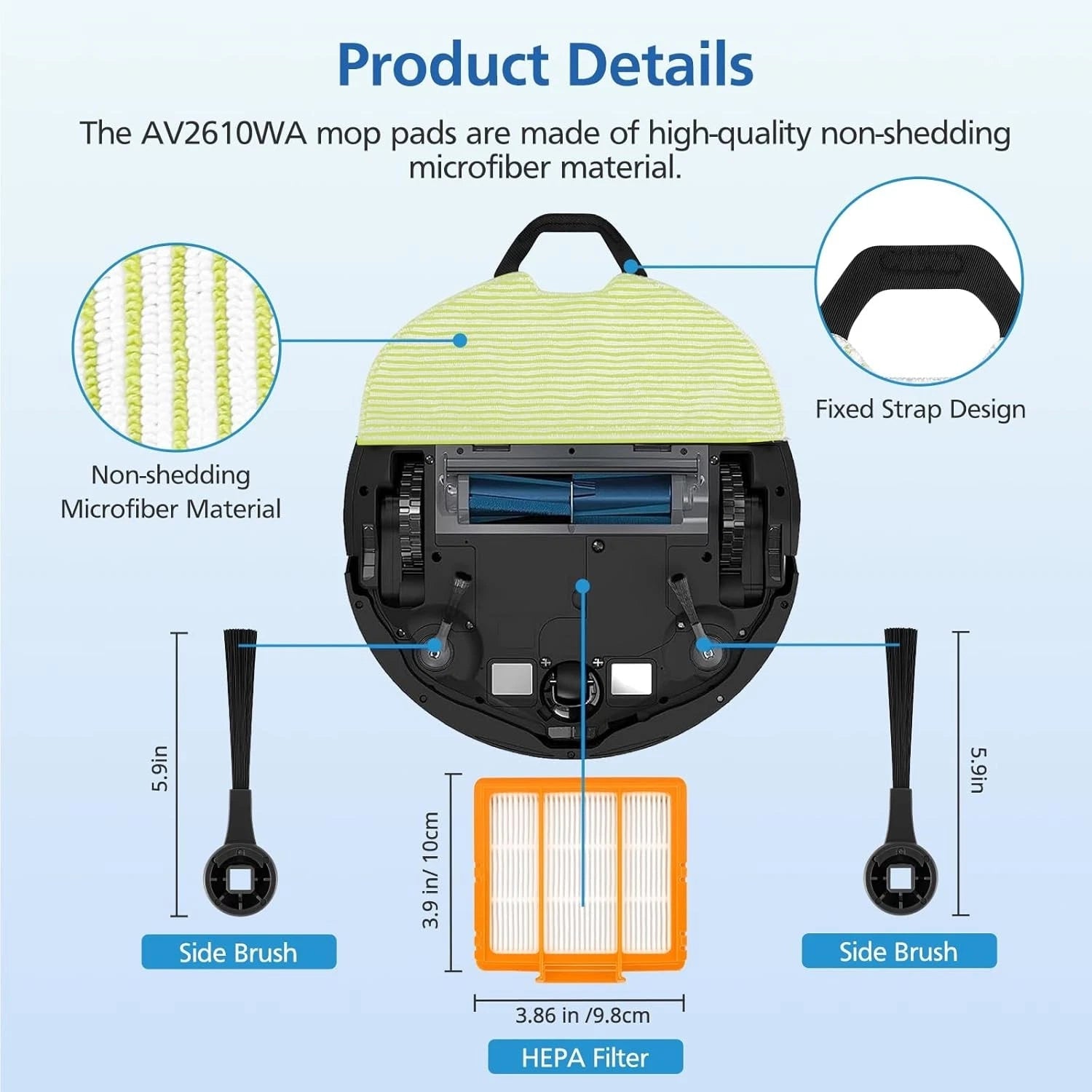 AV2610WA RV2610WA Vacuum Mop Replacement Pads Compatible with Shark AV2610WA 07FC0E-D4 - KOEEK