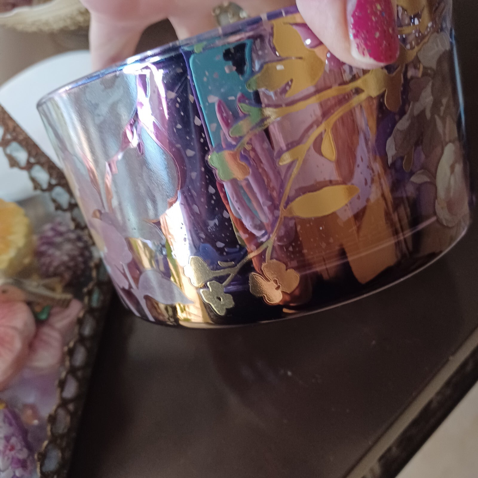 ANTHROPOLOGIE CANDLE ADA FLORAL SUEDED ROSE MERCURY GLASS CANDLE HUGE 23.03 OZ ANTHROPOLOGIE - KOEEK