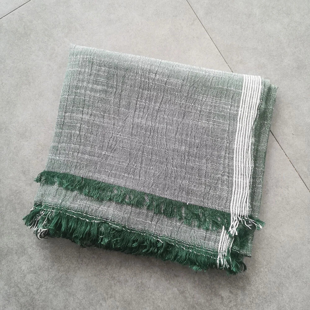 Cotton Linen Men's Scarf Autumn Winter Striped Tassel Scarves Shawl Wrap Unisex 07FC0E-D4 - KOEEK