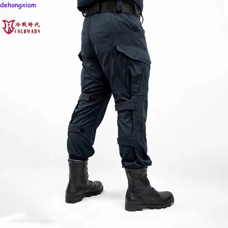 Russian OMOH Special Forces outdoors Replica Black Combat Suit Set Jacket+Pants 07FC0E-D4 - KOEEK