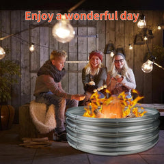(36 inch round galvanized fire pit ring/fire ring - collapsible, silver) 07FC0E-D4 - KOEEK