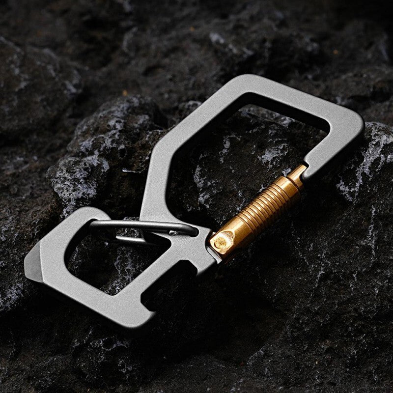 Outdoor EDC Titanium Key Chain Carabiner Clip with Bottle Opener Multi Tool Gift 07FC0E-D4 - KOEEK