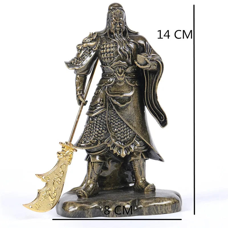 14cm Resin Chinese Guan Gong Feng Shui Buddha Statue Bronze Color Ornaments 07FC0E-D4 - KOEEK