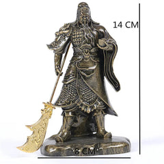 14cm Resin Chinese Guan Gong Feng Shui Buddha Statue Bronze Color Ornaments 07FC0E-D4 - KOEEK