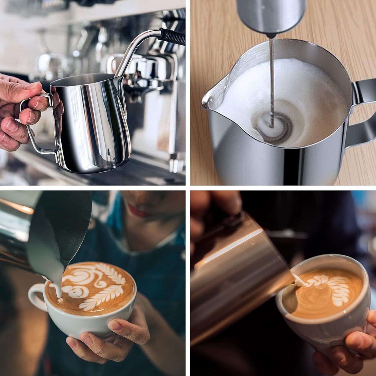 new Milk Frothing Pitchers 20 oz, Stainless Steel Espresso Steaming 20oz, Silver