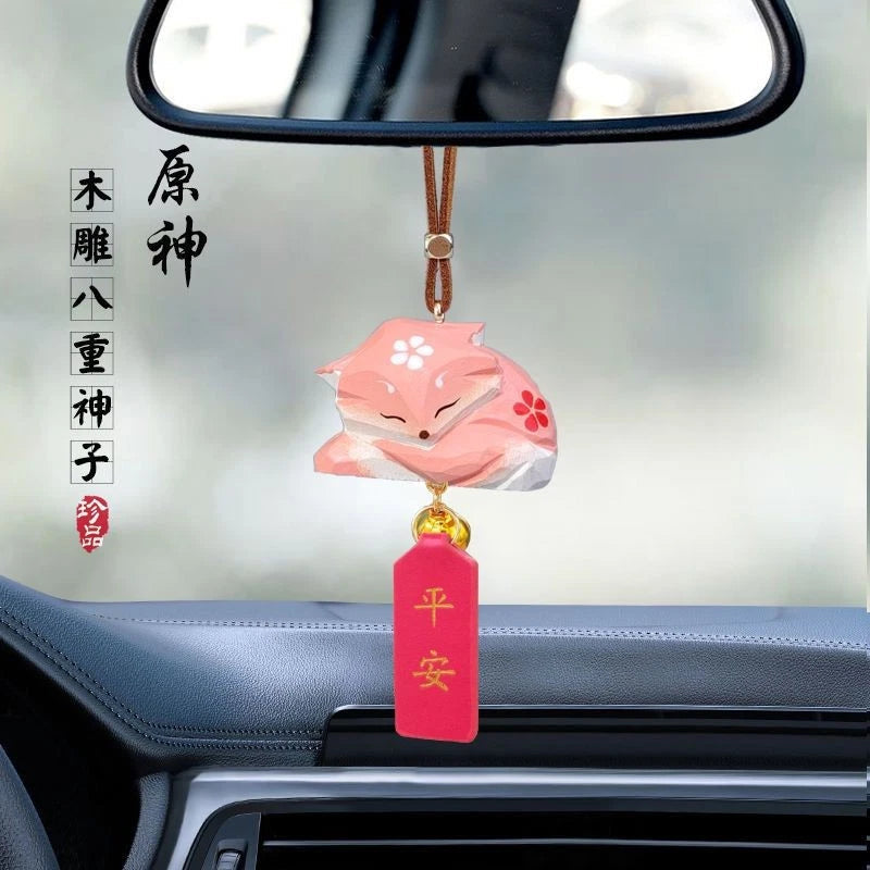Wood Carving Car Hanging Ornament Rearview Mirror Decor  Pendant 07FC0E-D4 - KOEEK